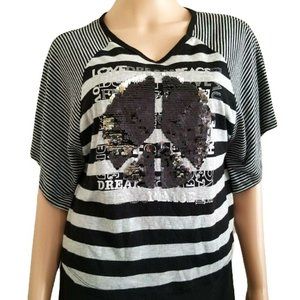 Knitworks Dolman Sleeve Sequenced Graphic Top XL